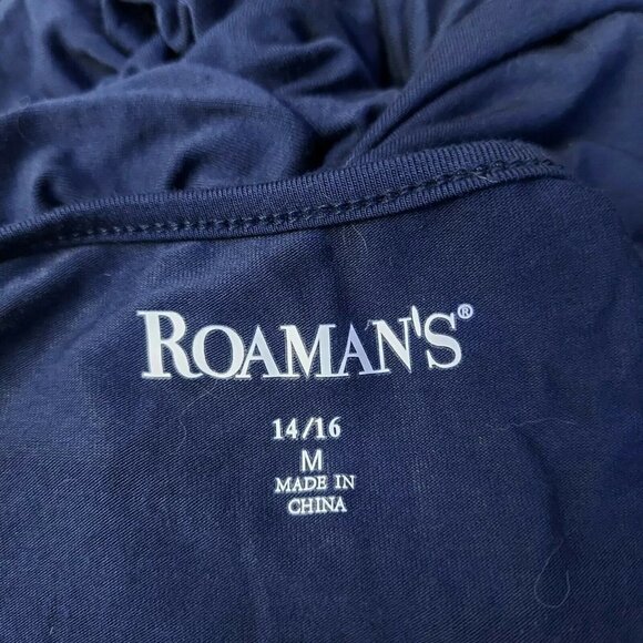 ROAMANS Womens Navy Blue Beaded Neck Bell Slerve Tunic Sz 14/16 - Picture 6 of 8
